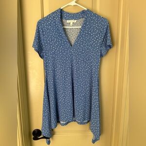 Women’s Chauss New York Top; Blue With Black & White Polka Dots; Size Small